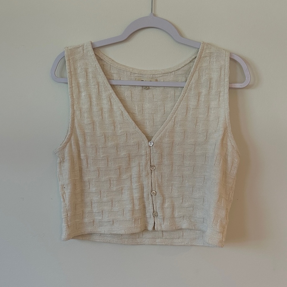 Madewell Beige Textured Crop Top